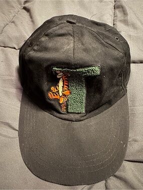 Poof! Black Cap with Green 'T' and Orange Tiger Patch